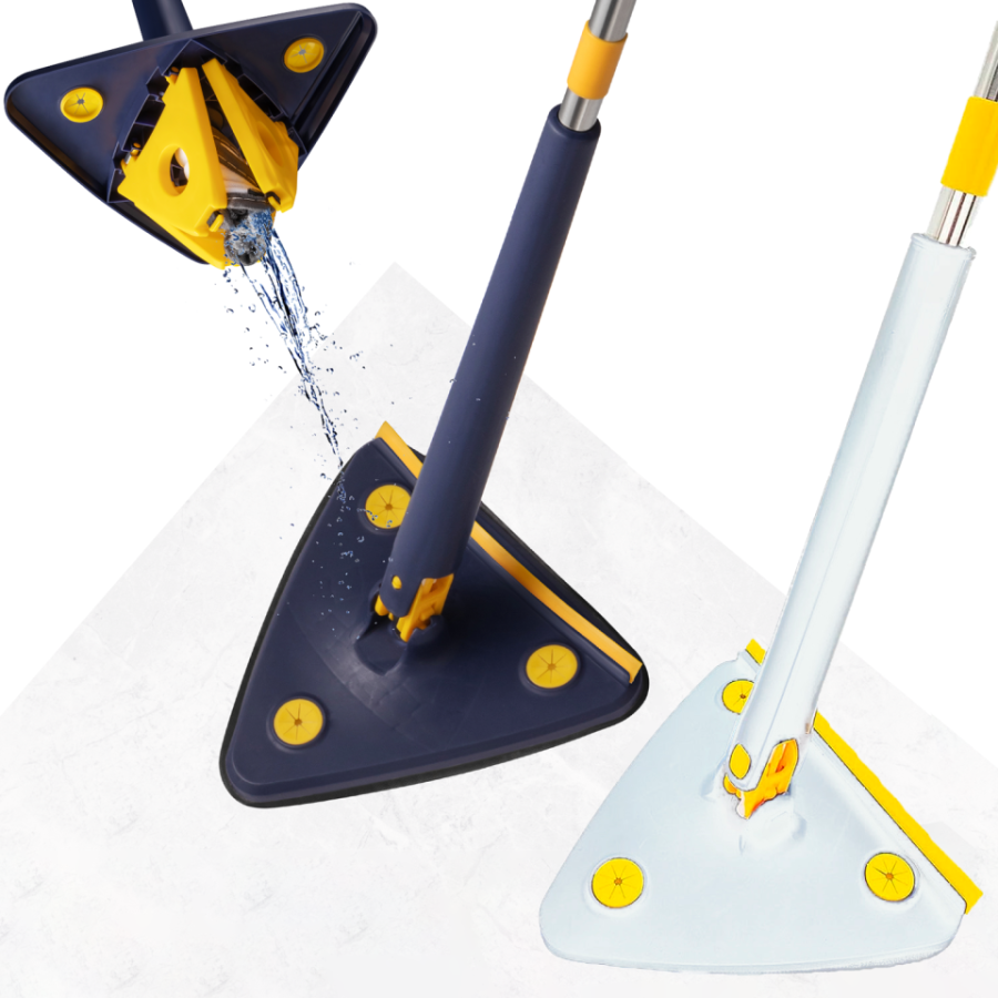 360 Rotatable Triangle Scrubbing Mop Wall Floor with Adjustable handle 5 mop pad