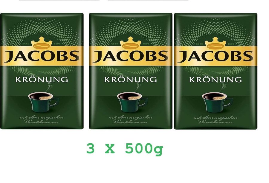 3X Jacobs Kronung German Ground Coffee 500 Gram / 17.6 Ounce / 18oz - 3 PACKAGES