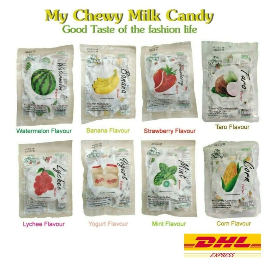 8 x My Chewy Milk Candy Sweet Sour Fruit Yogurt Mint Flavor Soft Chewy Candy 67g