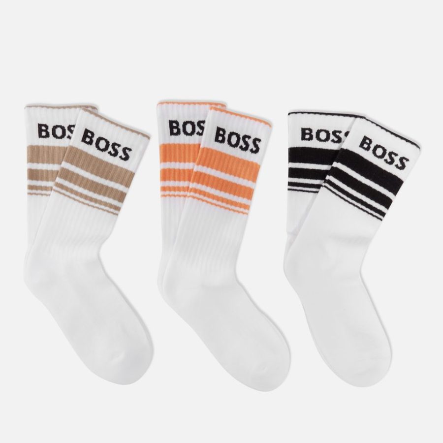BOSS Bodywear 3-Pack Jacquard Logo Cotton-Blend Socks - UK 5-UK 8.5