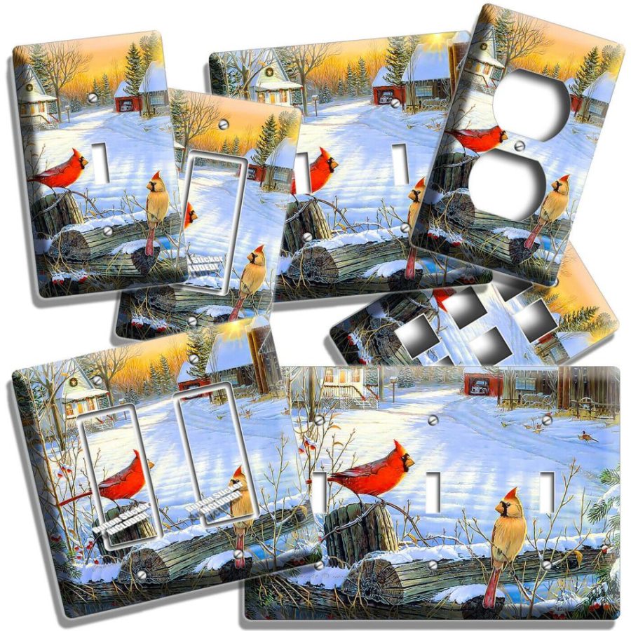 CARDINAL BIRDS CONTRY WINTER MORNING LIGHT SWITCH OUTLET WALL PLATES ROOM DECOR