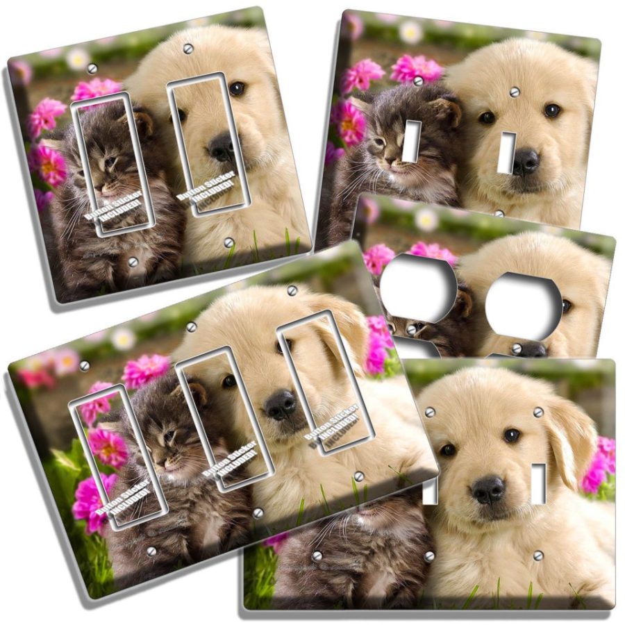 CUTE KITTEN and LABRADOR PUPPY SWITCH OUTLET WALL PLATE COVER BEDROOM ROOM DECOR