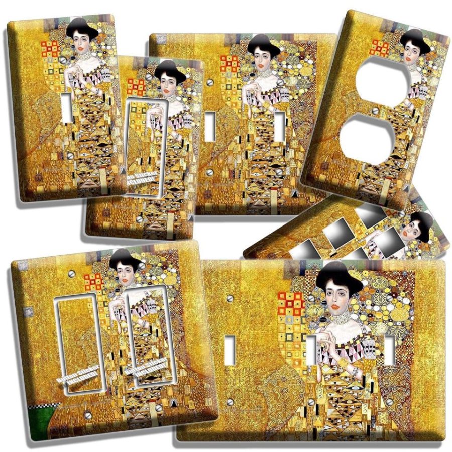 GUSTAV KLIMT ADELE BLOCH GOLD LEAF PAINTING LIGHT SWITCH PLATE OUTLET WALL COVER
