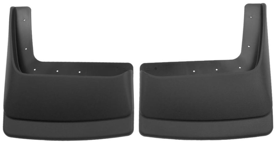 HUSKY LINERS 57451 Mud Flap; Custom Mud Guards; Direct-Fit; Set of 2; Contoured; Without Logo; Black; Thermoplastic; Screw On for 1999-2010 Ford F-350 Super Duty
