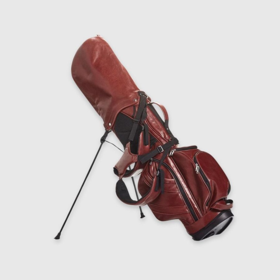 Heritage Brown Leather Golf Bag - Stand