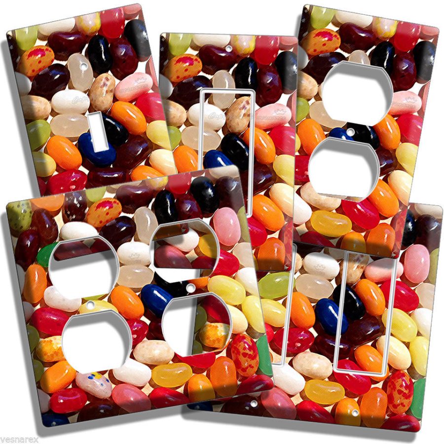 KITCHEN LIGHT SWITCH OUTLET PLATES COLORFUL SWEET JELLYBEANS CANDY ASSORTMENT N