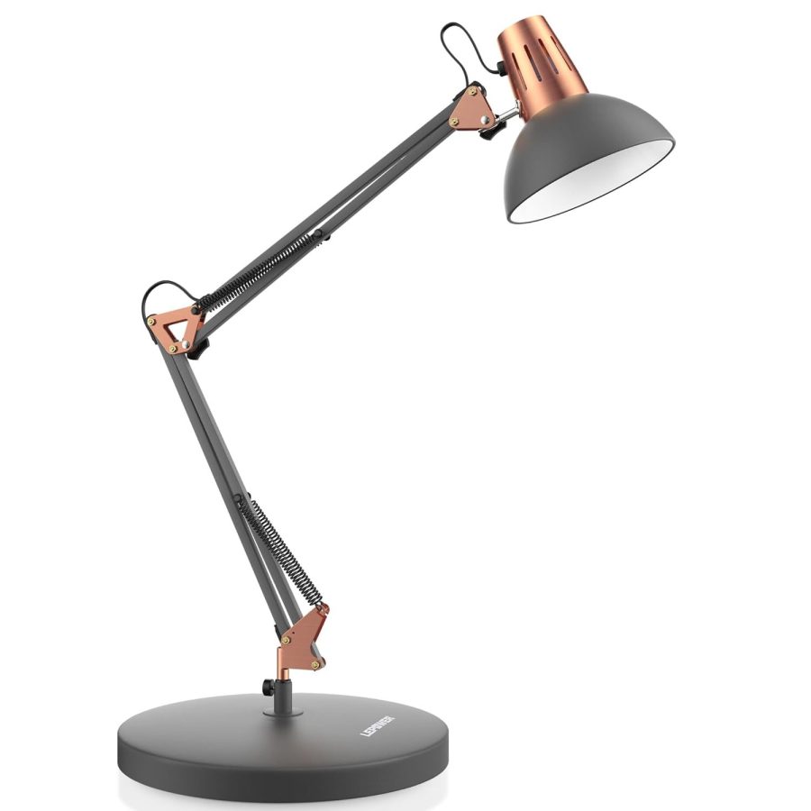 LEPOWER Metal Desk Lamp, Adjustable Goose Neck Architect Table Lamp with On/Off