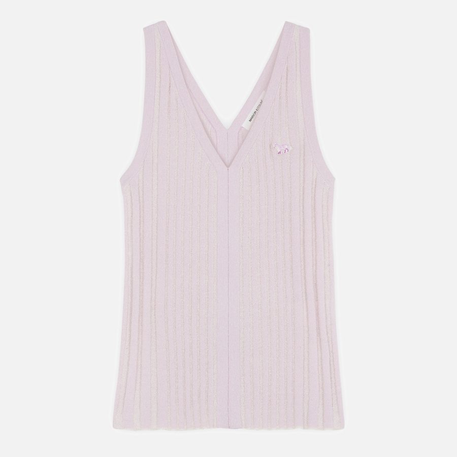 Maison Kitsuné Baby Fox Patch Cotton Blend Ribbed Tank Top - XS