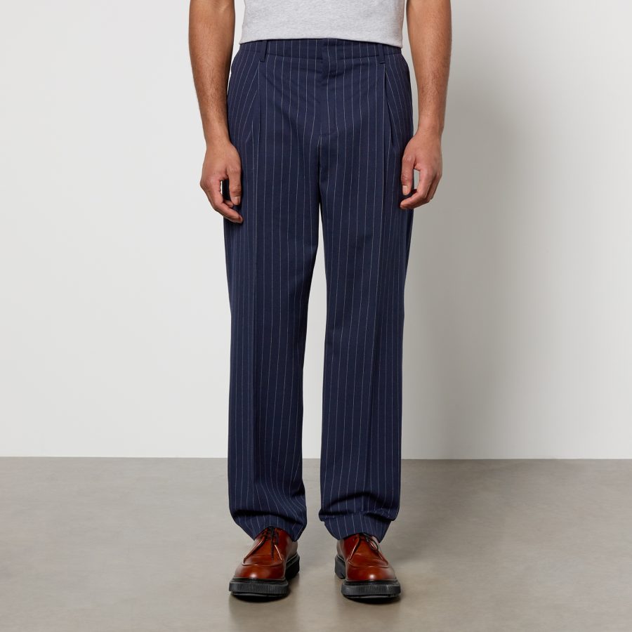 Maison Kitsuné Pinstriped Cotton and Wool-Blend Trousers - 40/S