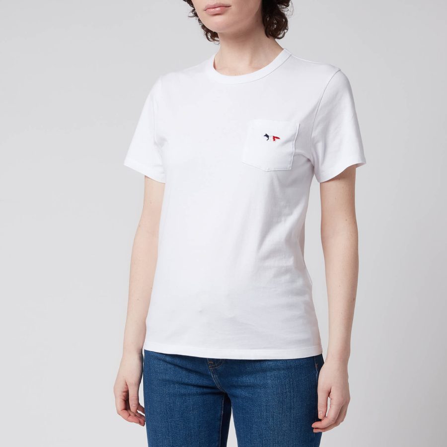 Maison Kitsuné Women's Tricolor Fox Patch Pocket T-Shirt - White - XL