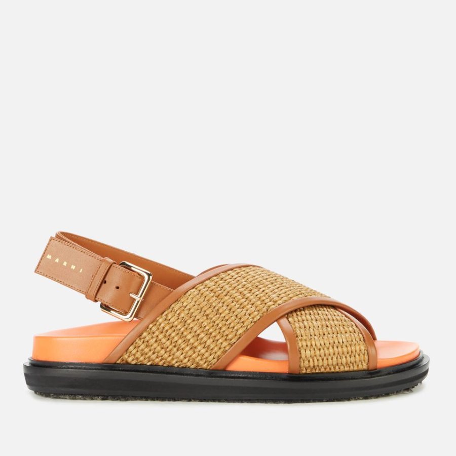 Marni Women's Woven Footbed Sandals - Raw Siena/Dust Apricot - UK 8