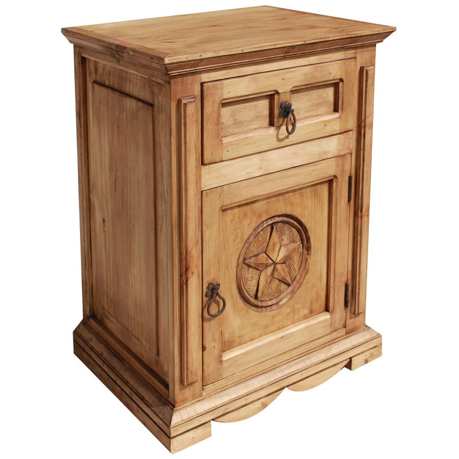 Mexican Rustic Pine Mansion Star Nightstand (Door opens Right)