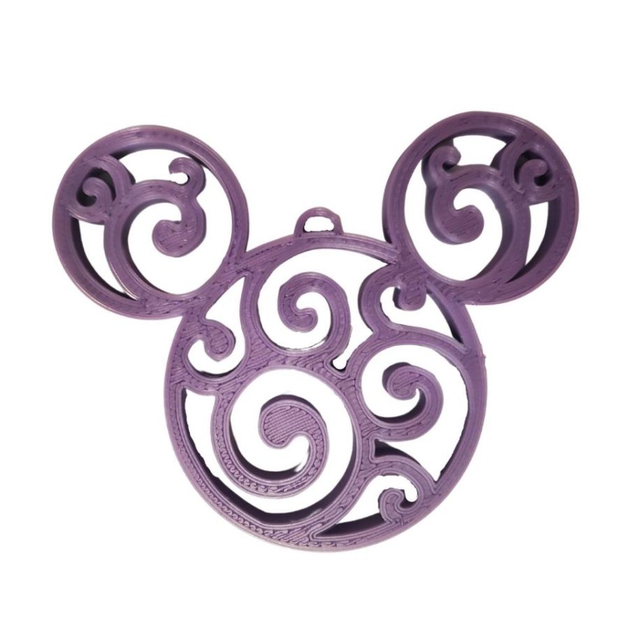 Mickey Themed Head Ears Swirl Design Christmas Ornament Made in USA PR2235-PPL
