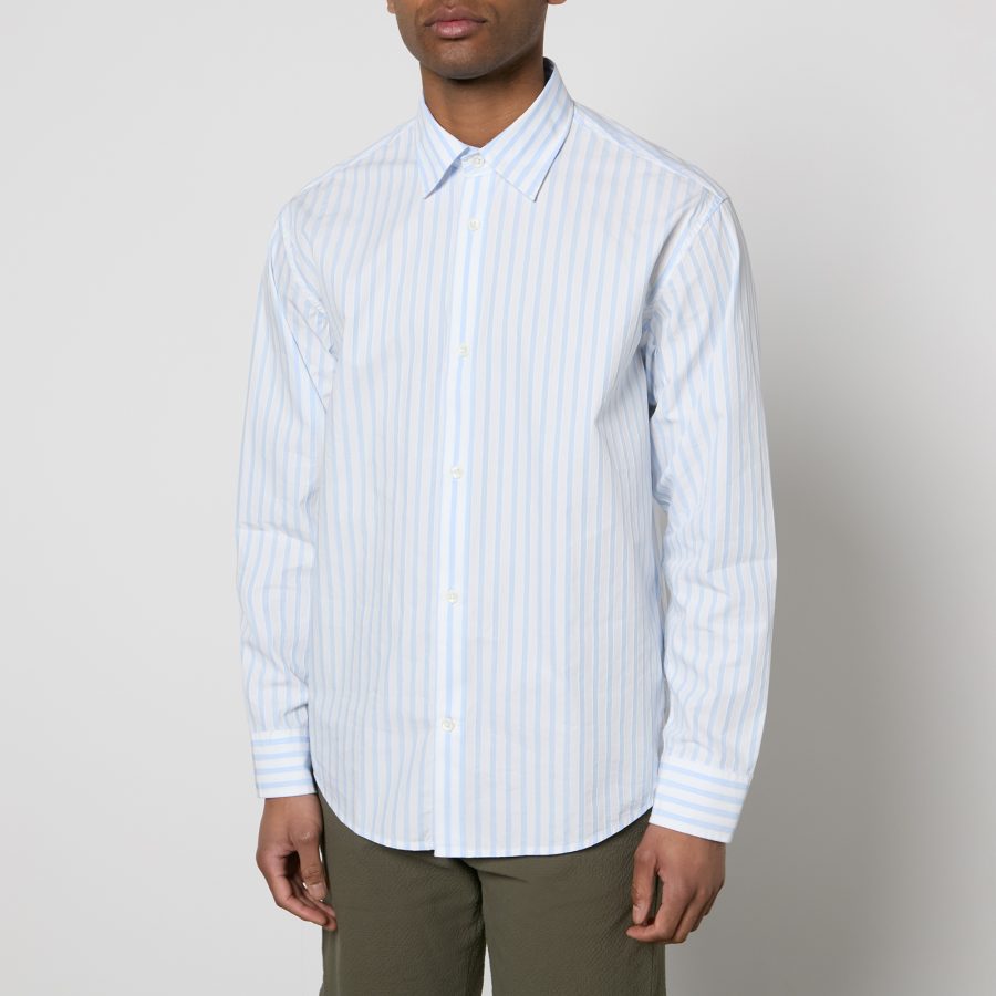 NN.07 Freddy No Pocket Striped Cotton-Poplin Shirt - M