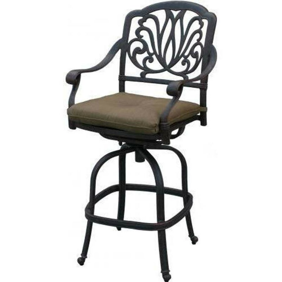 Outdoor patio bar stool swivel Elisabeth cast Aluminum furniture Bronze