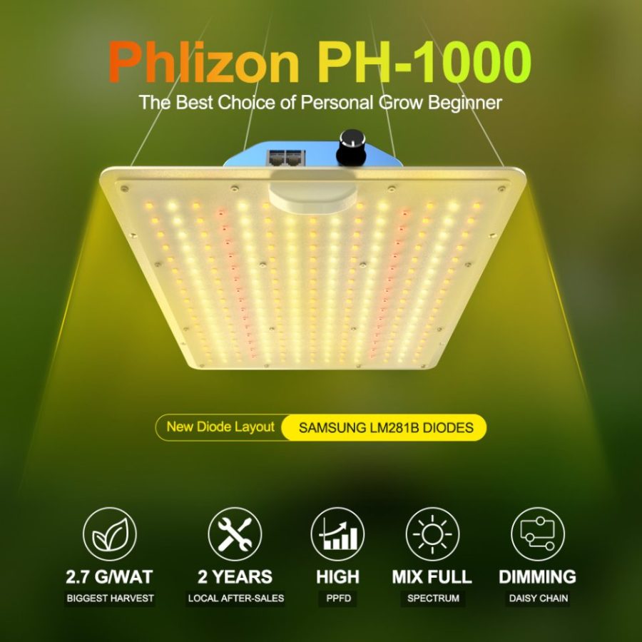Phlizon 1000W Samsung LED Grow Light Sunlike Full Spectrum for Plants Veg Flower