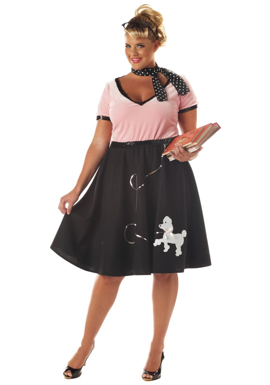 Plus Size 50's Sweetheart Poodle Skirt Costume for Women