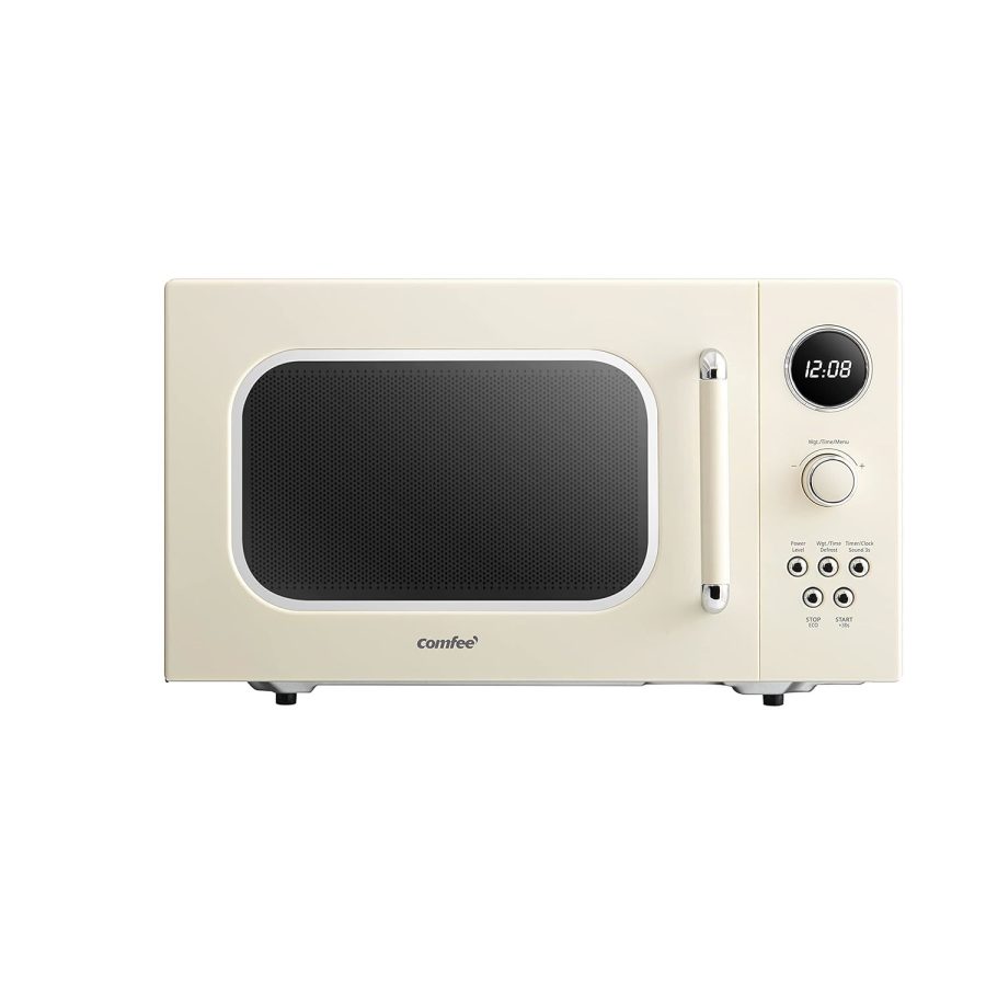 Retro Microwave With 9 Preset Programs, Fast Multi-Stage Cooking, Turntable Rese