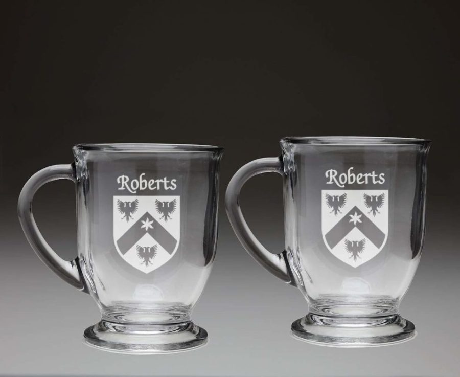 Roberts Irish Coat of Arms Glass Coffee Mugs - Set of 2
