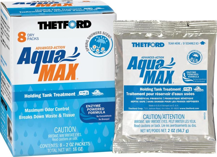 THETFORD 96633 Waste Holding Tank Treatment; AquaMax; Biological Treatment Used To Break Down Waste And Tissue; Without Formaldehyde Or Bronopol (Box of 8 treatments)