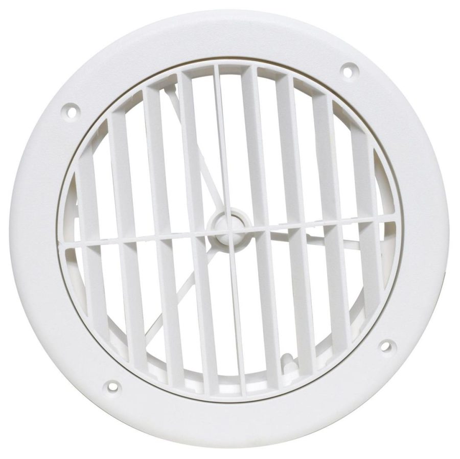 VALTERRA A103363VP A10-3363VP Heating and A/C Register with 360° Rotation (No Damper) - 5-1/4 INCH ID x 7 INCH OD, White