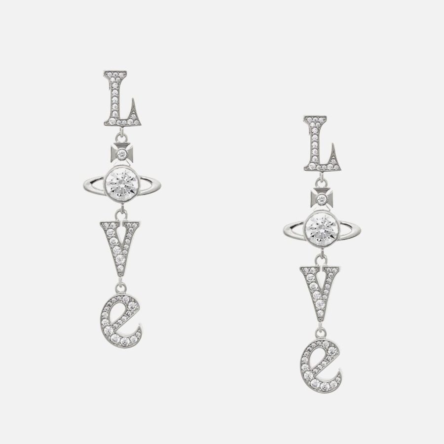 Vivienne Westwood Women's Love Long Silver Tone Drop Earrings - Platinum/Clear