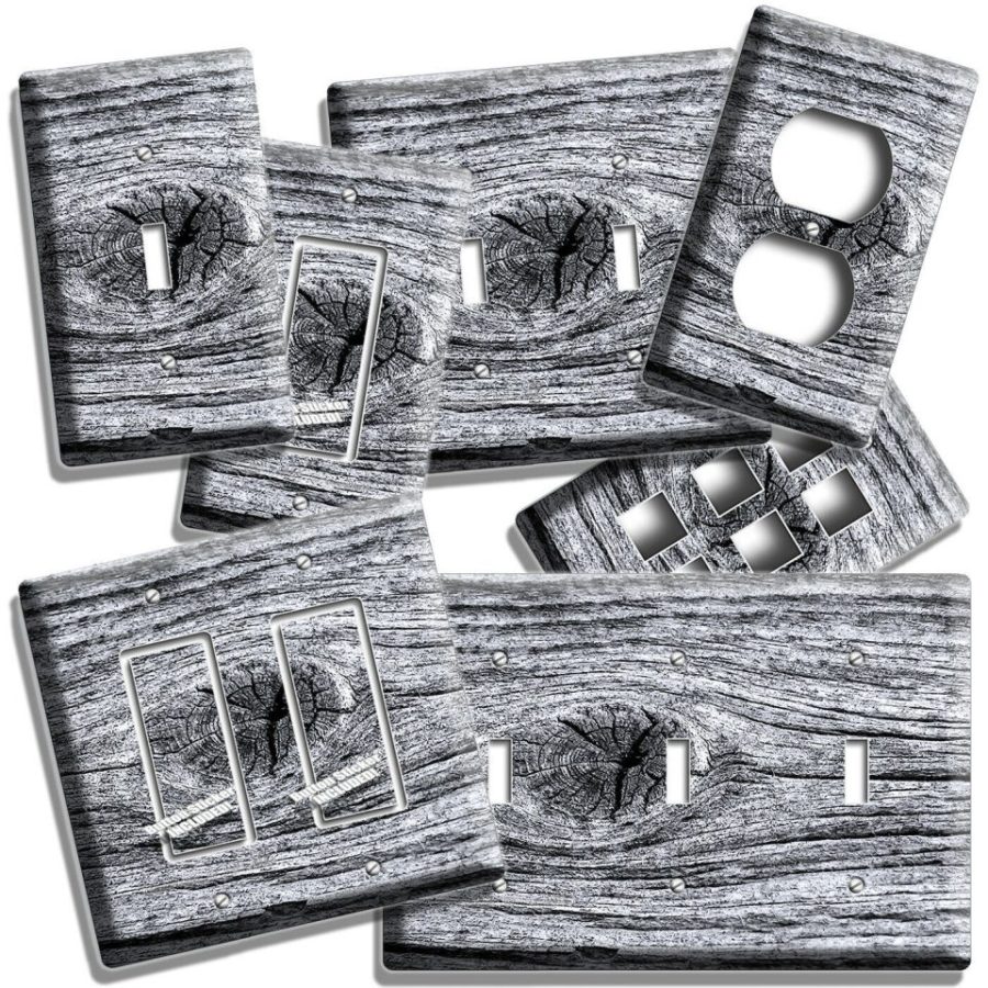WEATHERED AGED WOOD EYE RUSTIC LOOK LIGHT SWITCH PLATES OUTLET ROOM CABIN DECOR