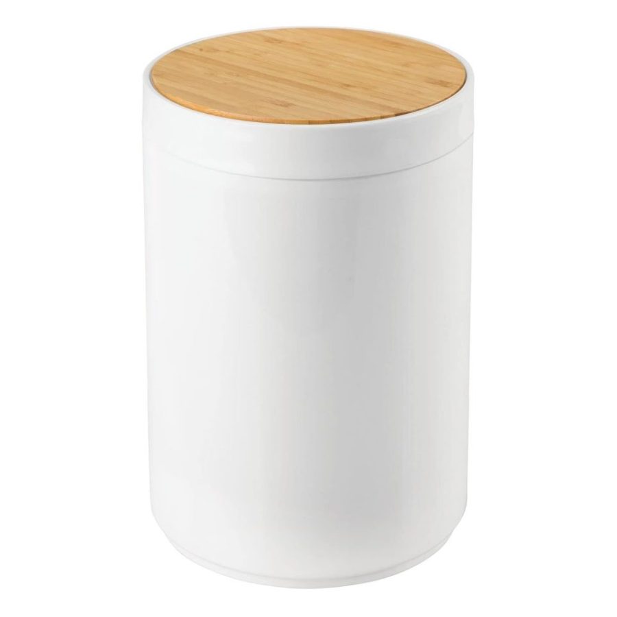 mDesign Plastic Round Trash Can Small Wastebasket - Garbage Bin Container with S