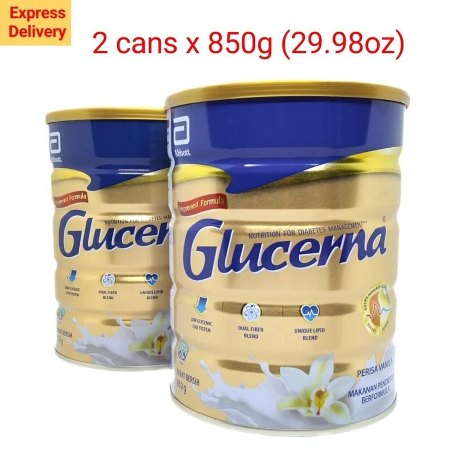 2 x 850g Glucerna Diabetic Milk Powder Vanilla Glucose Management Express Ship