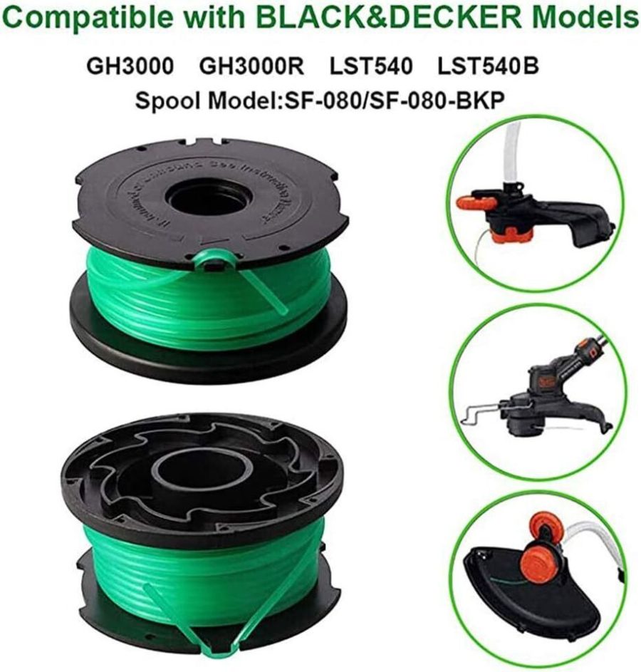 20ft String Trimmer Line Spools Cap Replacement for Black & Decker SF-080-BKP