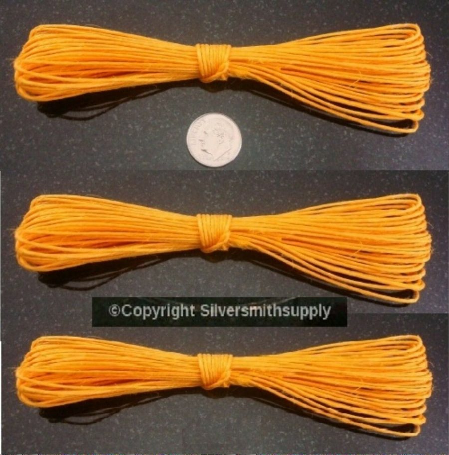 3 Rolls hemp beading cord 90' yellow .5-1mm create necklaces lace 27 metrs m108b