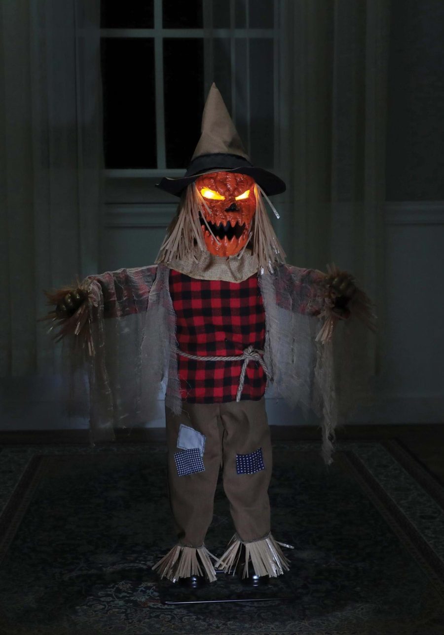 36 Inch Twitching Scarecrow Light Up Animated Prop