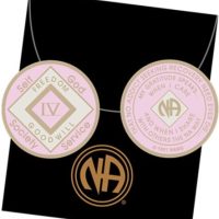 4 Year Pink and White NA Medallion Official Narcotics Anonymous Chip IV