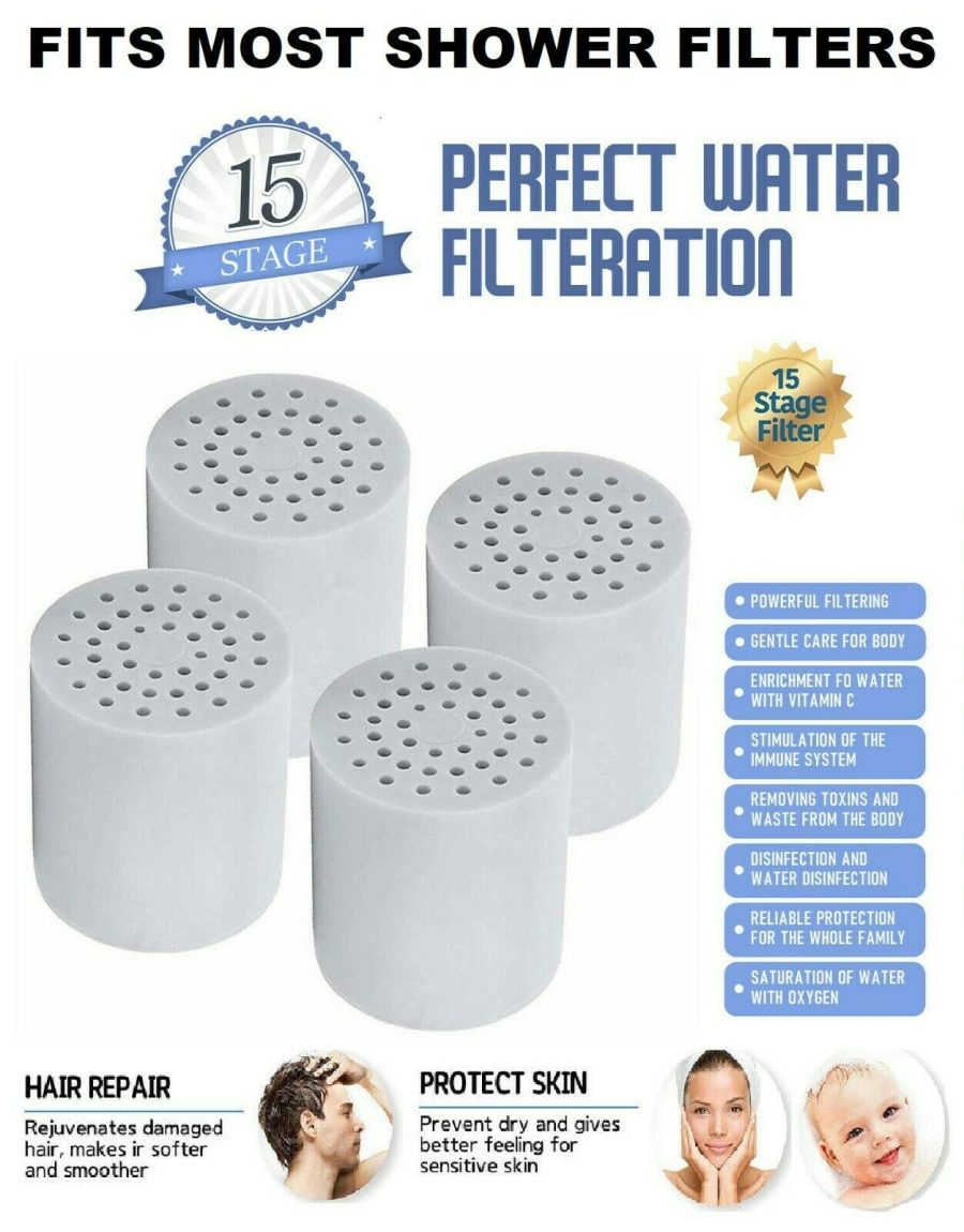 4Pack 15-Stage Shower Filter Replacement Cartridge with Vitamin C for Hard Water