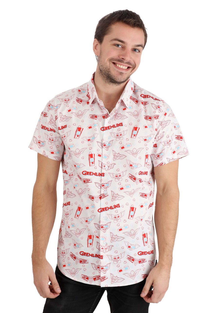 Adult Going to the Movies Gremlins Button Up Shirt