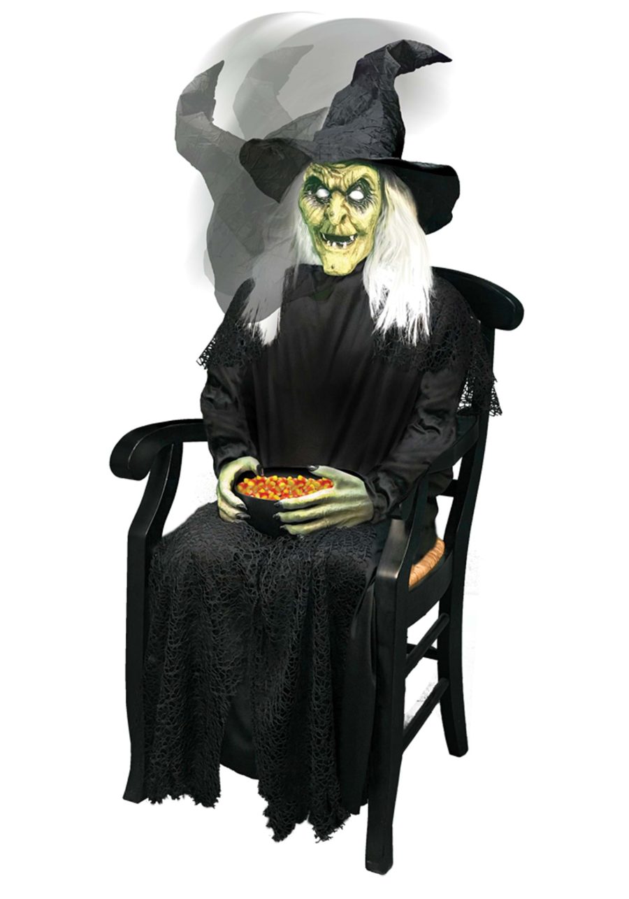 Animated Sitting Witch Candy Bowl