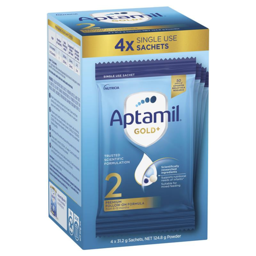 Aptamil Gold+ 2 Baby Follow-On Powder Sachets From 6-12 Months 4 Pack 31.2g