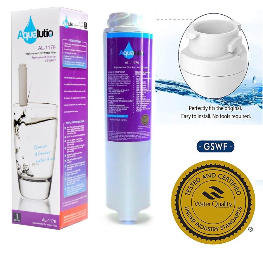 Aqualutio Replacement Refrigerator Water Filter, Fit GE GSWF, GSWF3PK, GSWFDS, 1