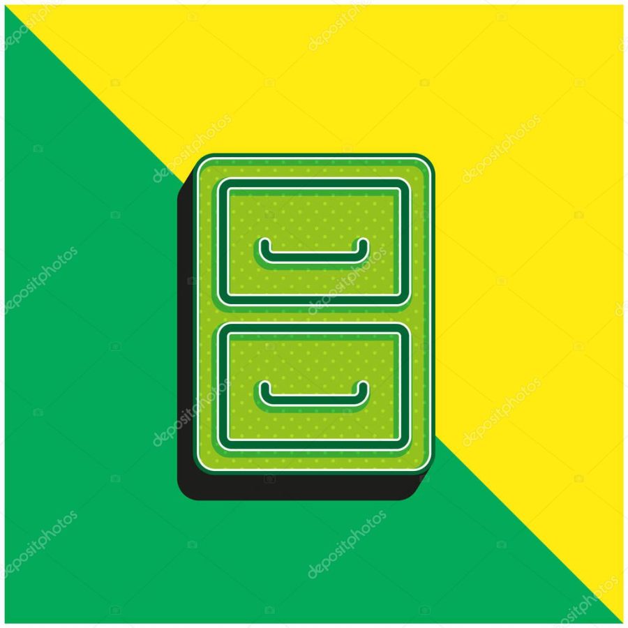 Archive Furniture Of Two Drawers Green and yellow modern 3d vector icon logo