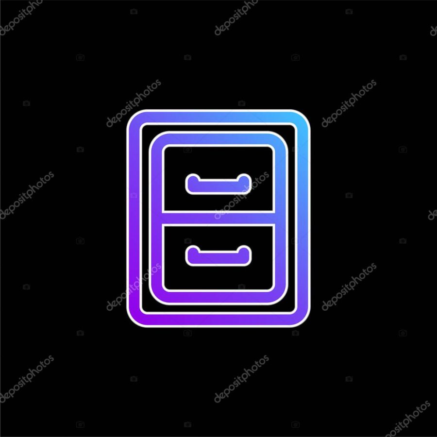 Archive Furniture Outline With Drawers blue gradient vector icon