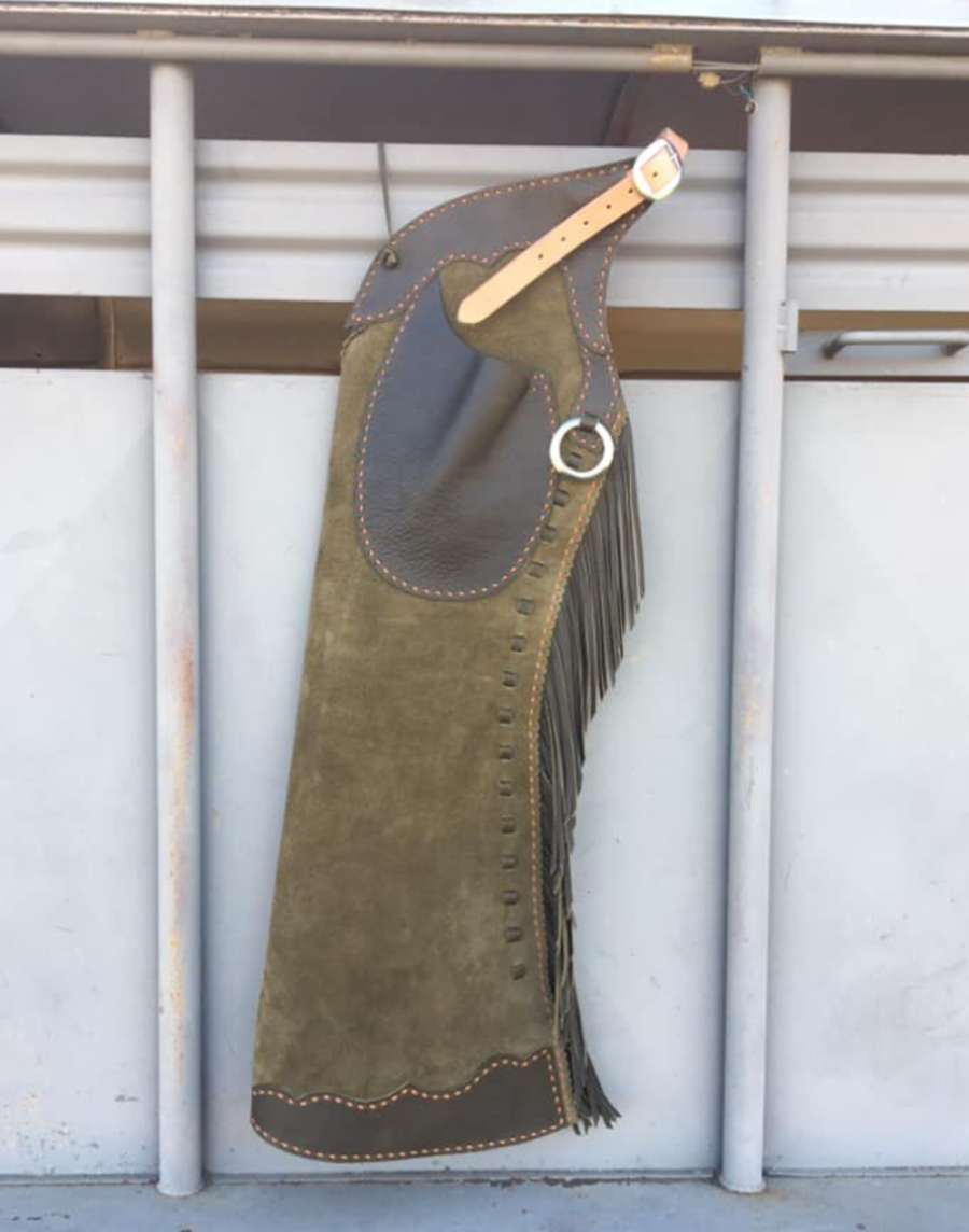 Arizona Bell Leggings Buckskin Suede Leather Step in Chaps Western Rodeo Style