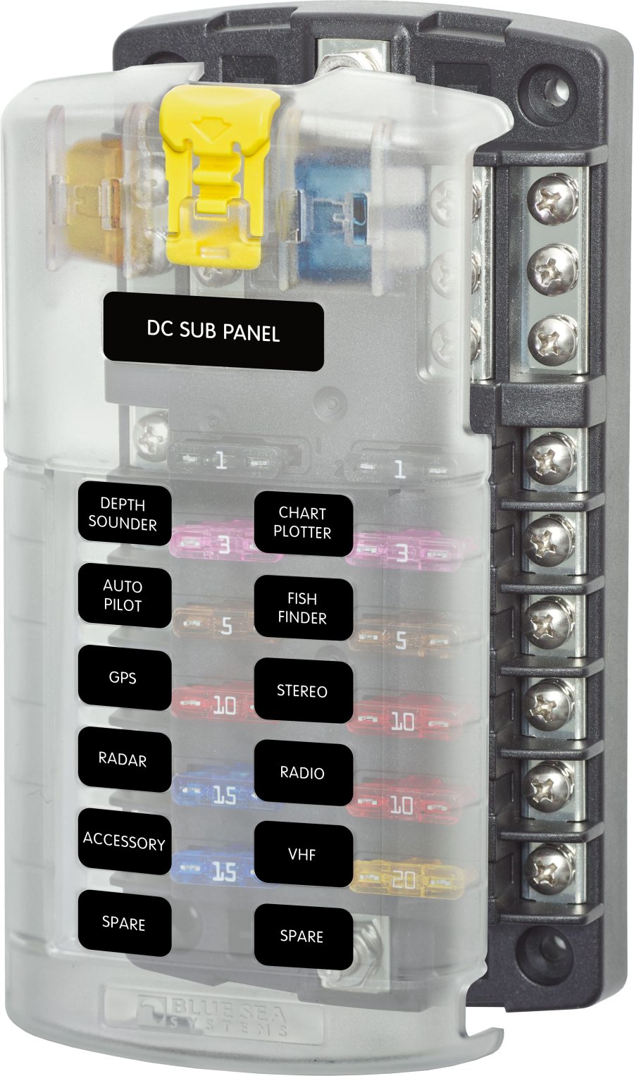 BLUE SEA 5026 5026 12-Gang Fuse Block ST ATO/ATC Negative Bus and Cover
