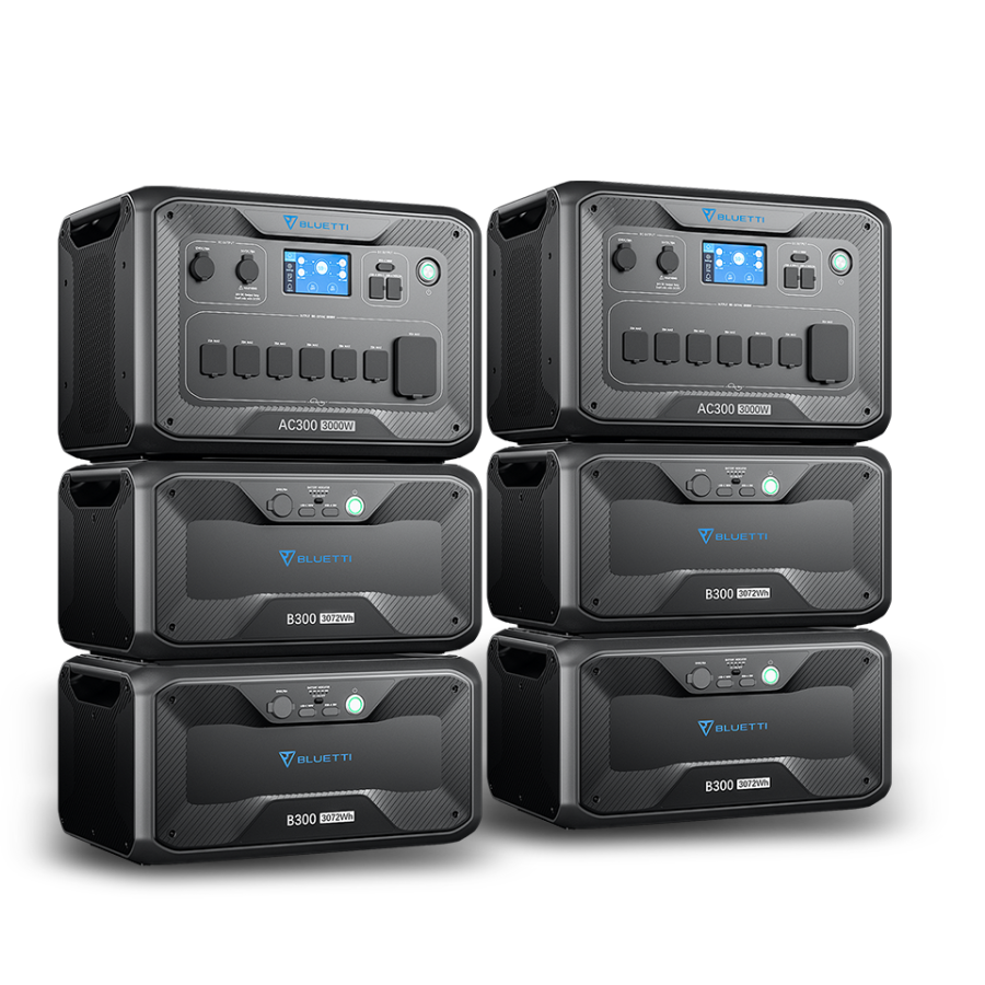 BLUETTI 2*AC300 + 4*B300 Home Battery Backup, 2*AC300 + 4*B300 | 6000W, 12.3kWh Power Kit