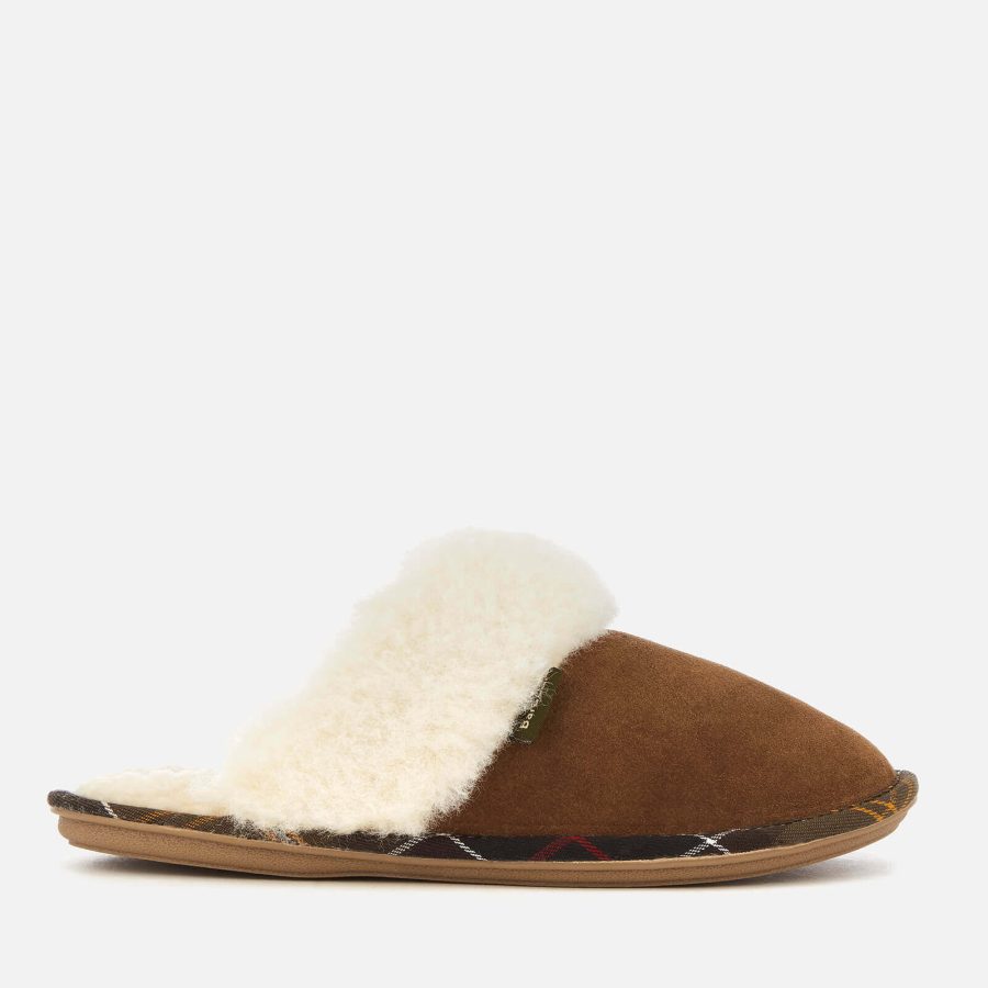 Barbour Women's Lydia Suede Mule Slippers - Camel - UK 8
