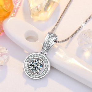 Beautiful Large Gemstone Pendant Necklace Cubic Zirconia 925 Sterling Silver