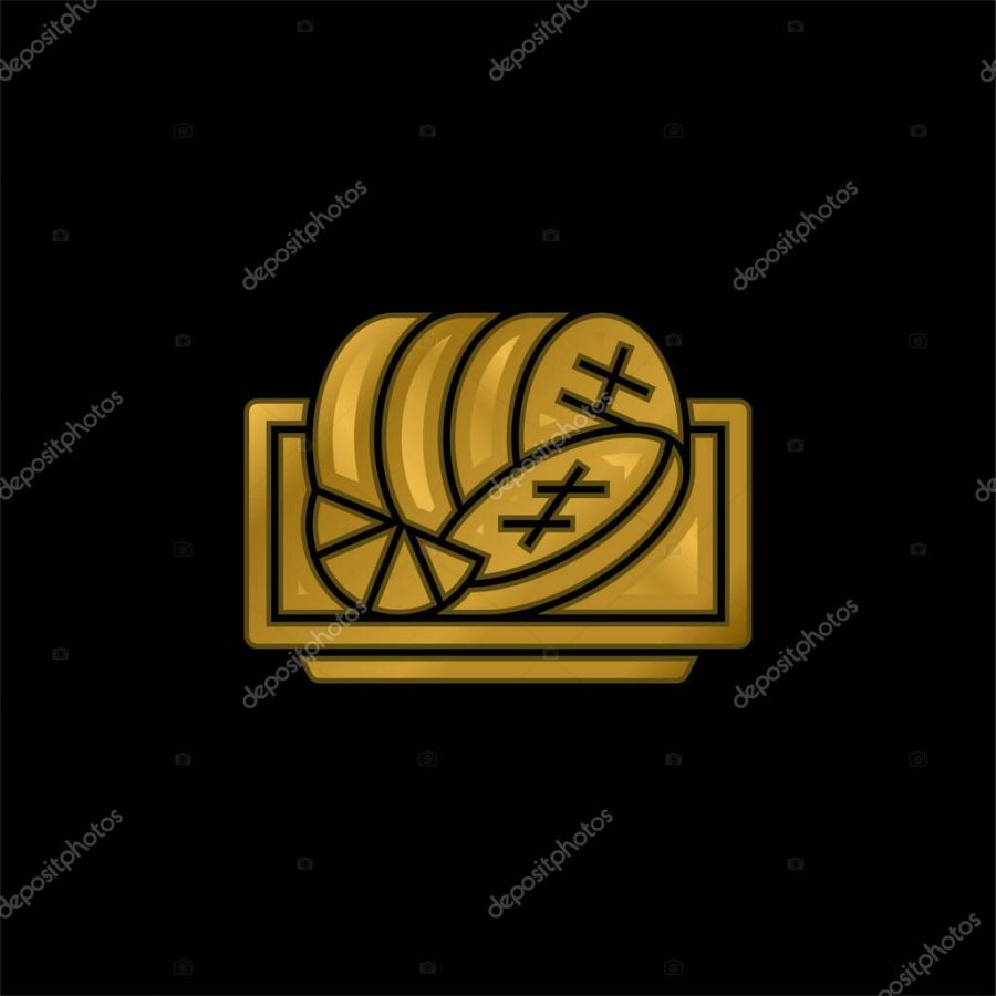 Beef gold plated metalic icon or logo vector