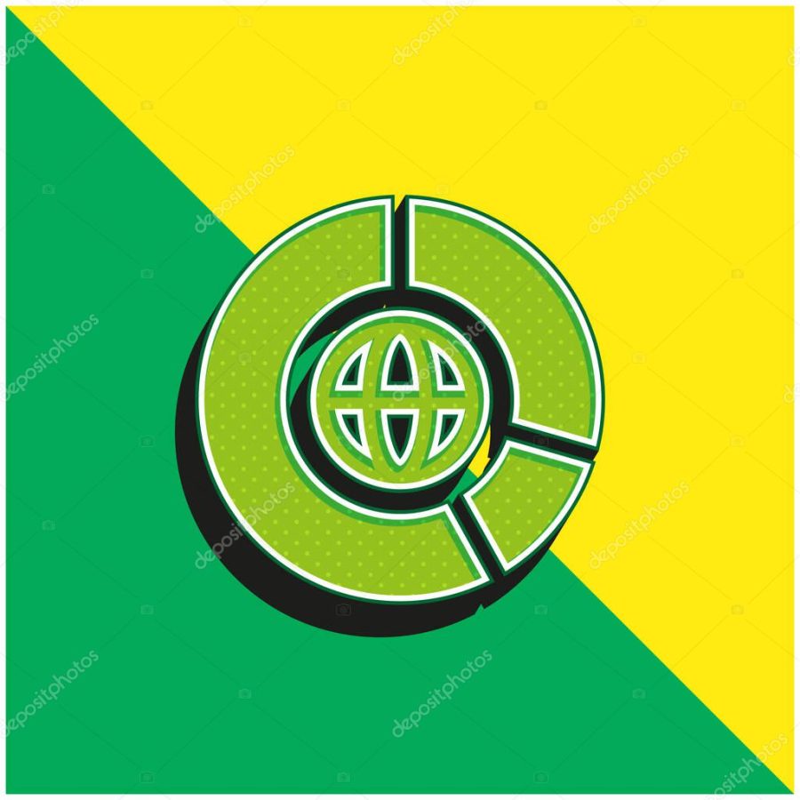 Big Data Green and yellow modern 3d vector icon logo