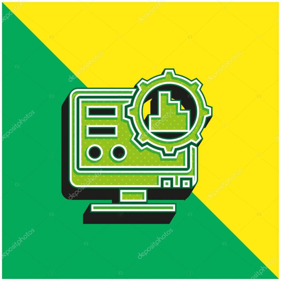 Big Data Green and yellow modern 3d vector icon logo