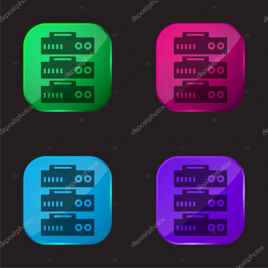 Big Data four color glass button icon