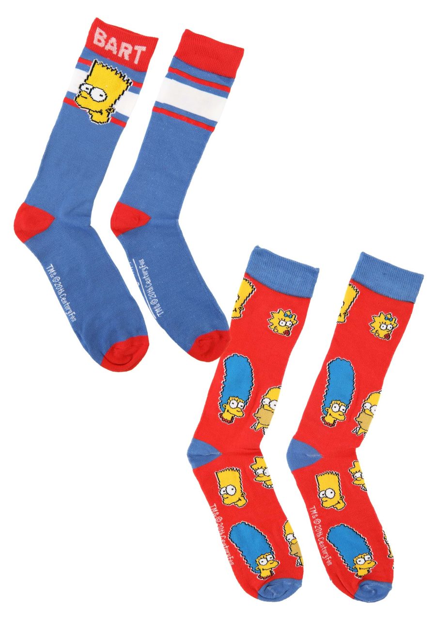 Blue Simpsons Family Men's 2 Pack Casual Crew Socks
